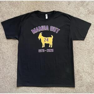 Kobe Bryant Mamba Out Goat Mens Large Black T-Shirt Jerzees Dri-Power